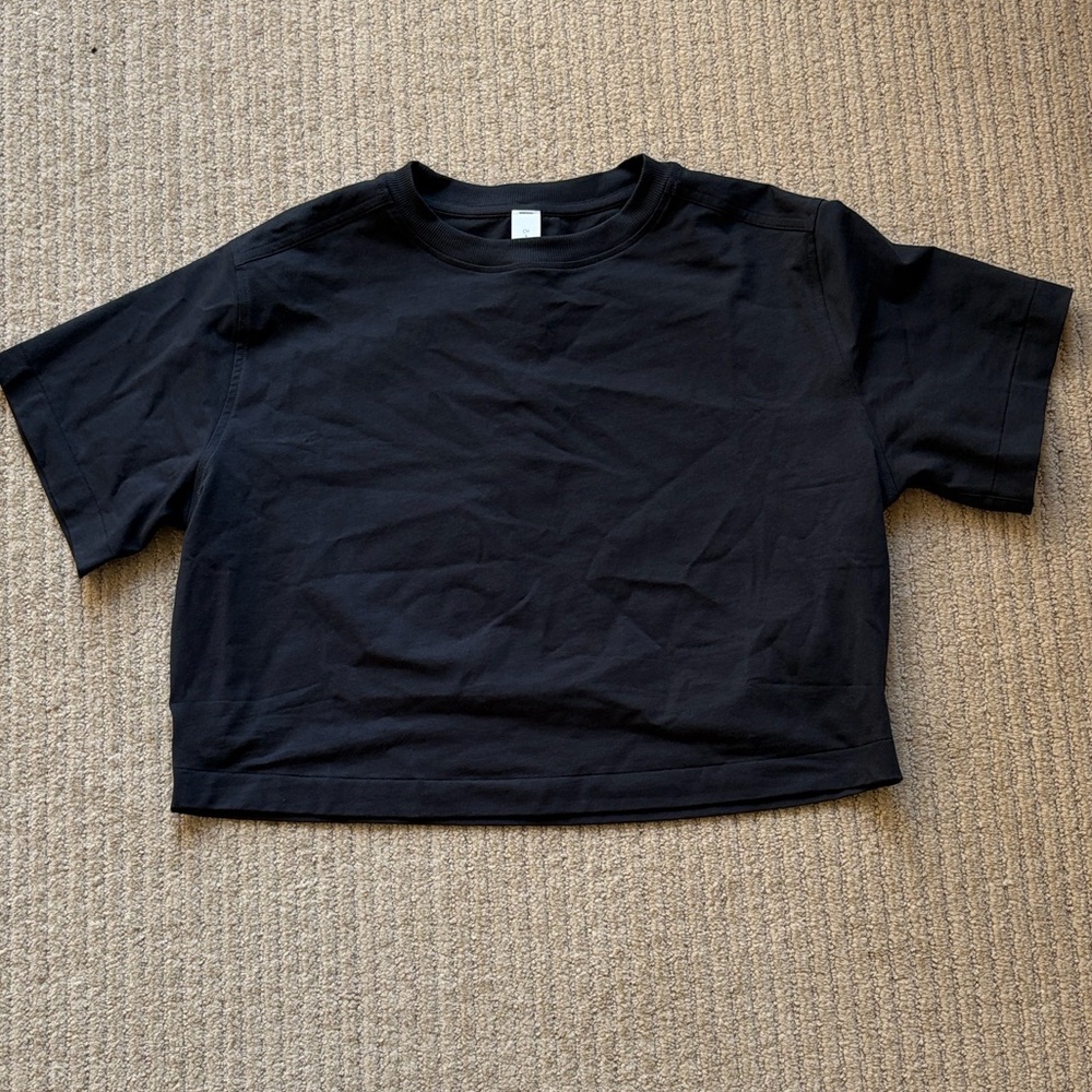 Lululemon Athletica All Yours Organic Cotton Cropped T-Shirt, Black, S
